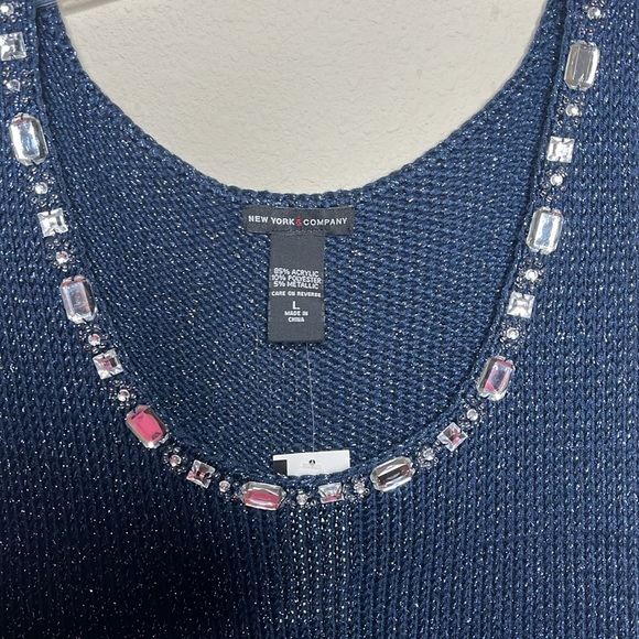 New York & Company Navy Blue Sweater Tank Top - Picture 3 of 7